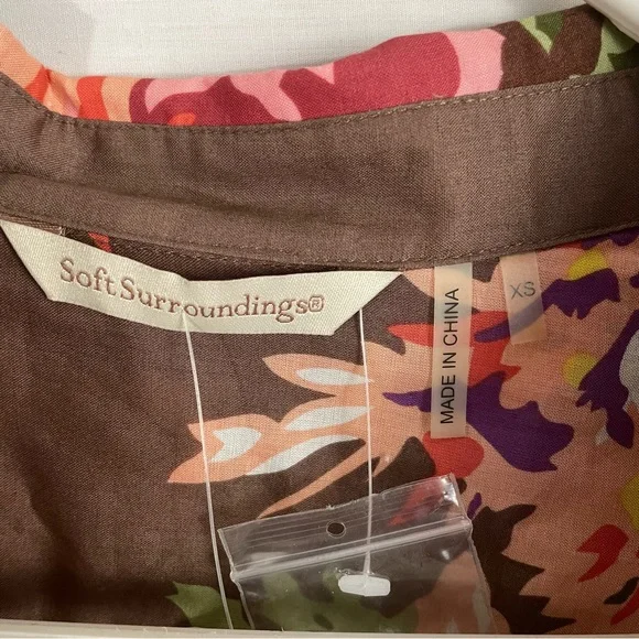 Soft Surroundings tunic floral rolled sleeves side pockets women’s Size XSmall - Picture 12 of 14